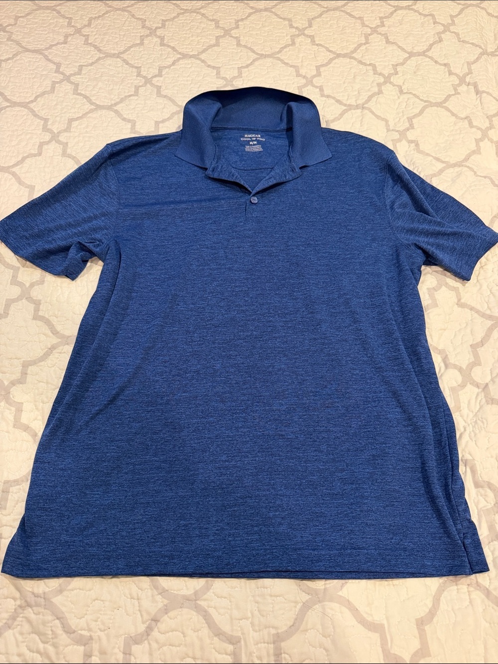 Haggar Men's Heathered Royal Blue Short-Sleeve Polo